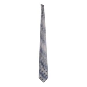 Via Europa accessory men's tie grey blue circles concentric fine neckwear silk